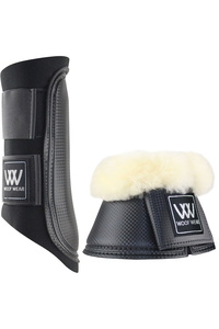 Woof Wear Club Brushing Boots & Pro Overreach Sheepskin Boots Bundle WB0003WB0052 - Black